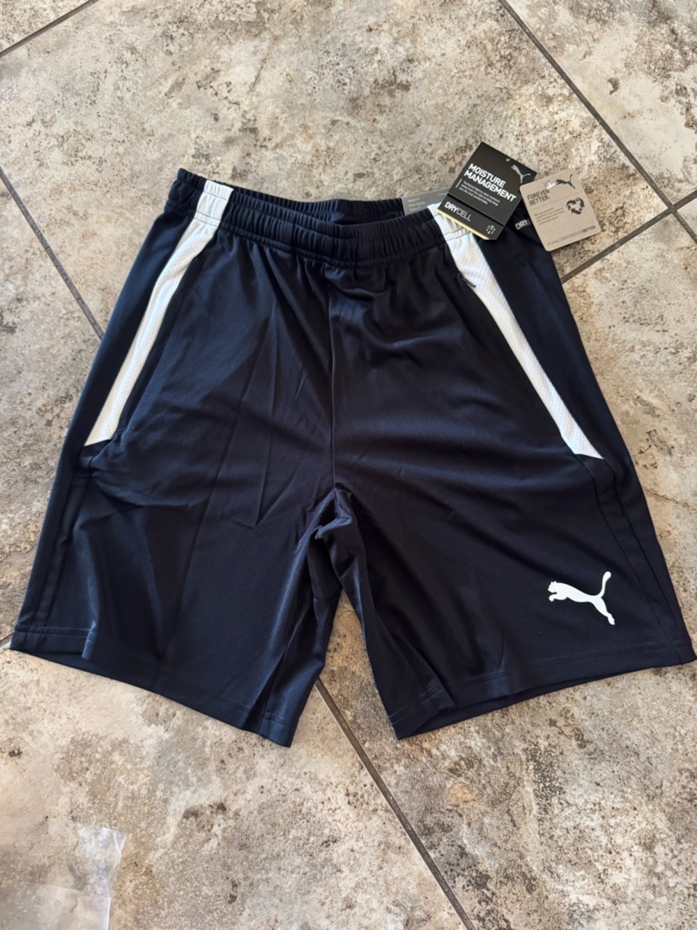 NWT PUMA Men's teamLIGA Shorts Black Unisex Size Men’s Small  Zipper Pockets